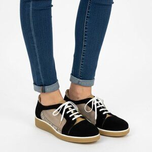 BeautiFeel Cadence Lace-up Shoe Black 37 US 6.5M Black Suede Tan Leather Mesh